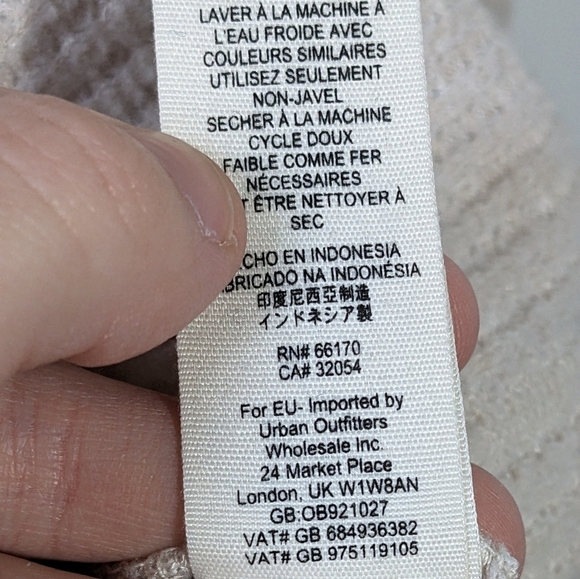 Free People Kitty Thermal Waffle Knit Top Cream Pink Mockneck Long Sleeve Size S - Picture 11 of 11